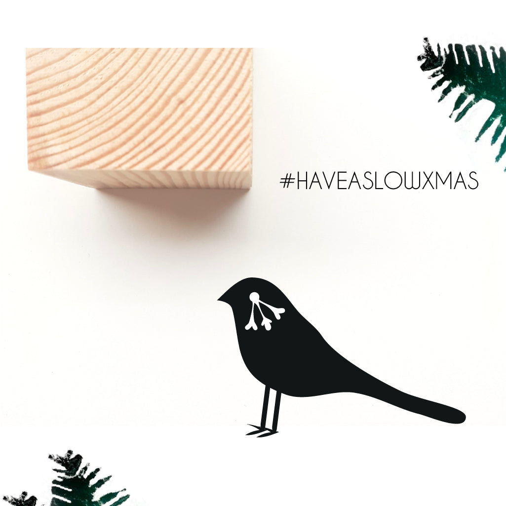 VISUstamp Karácsonyi pecsét kismadár motívummal #haveaslowxmas